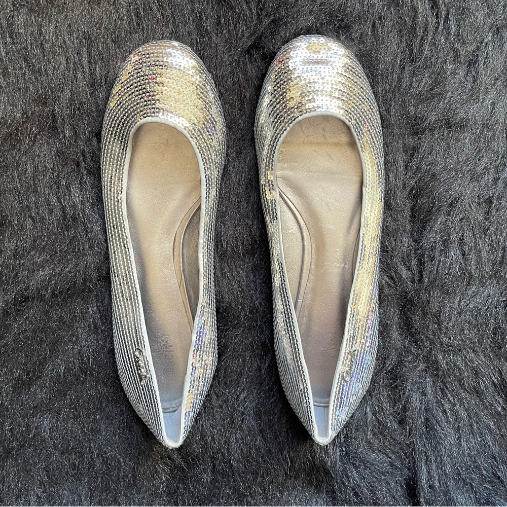 Silver Sequin COACH ballet flats